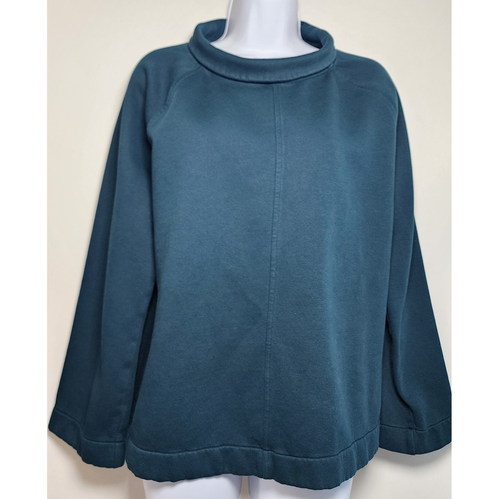 J.Jill Fleece Mock Neck Sweatshirt Minimalist Casual Pullover Size L